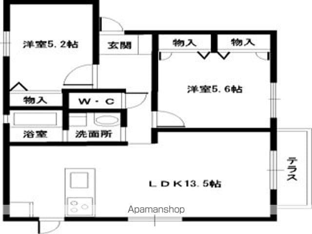 メゾン石川(2LDK/1階)の間取り写真