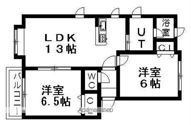 カルムヒルズ(2LDK/1階)の間取り写真