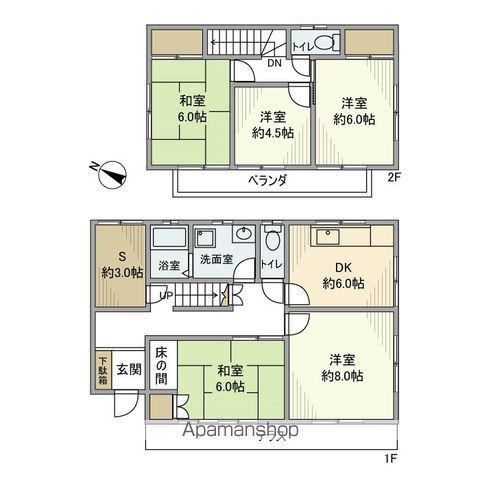 西武鉄道新宿線 新所沢駅 バス乗車時間：20分 西武フラワーヒルバス停で下車 徒歩3分 2階建 築48年(5SDK)の間取り写真