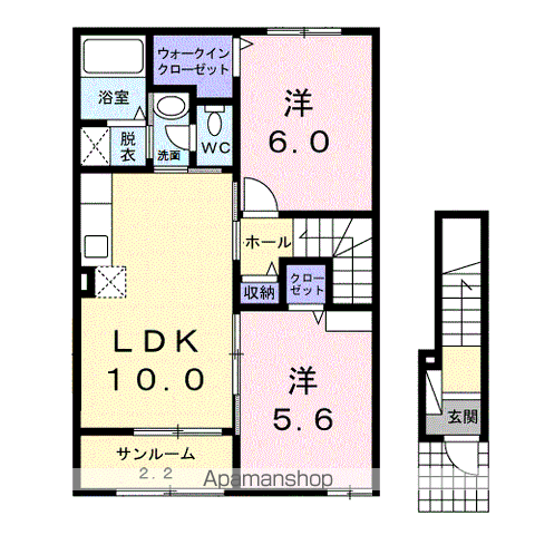 サニーガーデンⅠ(2LDK/2階)の間取り写真
