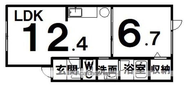 クレイトンハウスK(1LDK/1階)の間取り写真