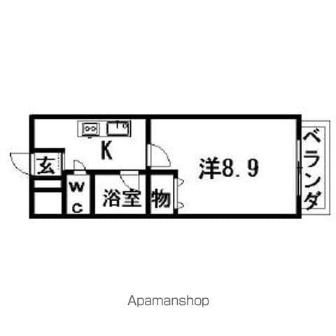パークサイドグリッター弁天(1K/4階)の間取り写真