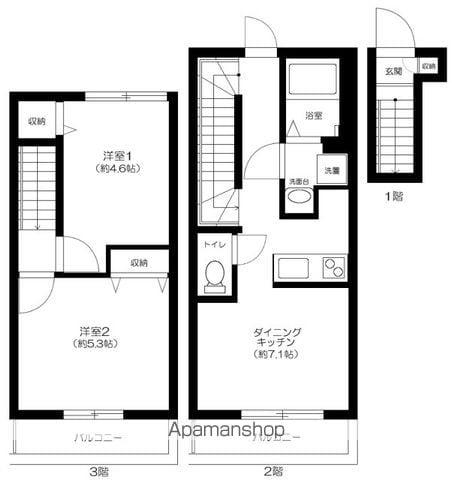 ソルナクレイシア巣鴨(2DK/2階)の間取り写真