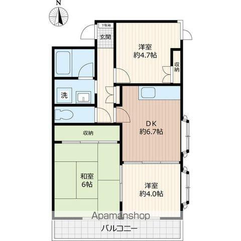 グリーンヒル(3DK/4階)の間取り写真