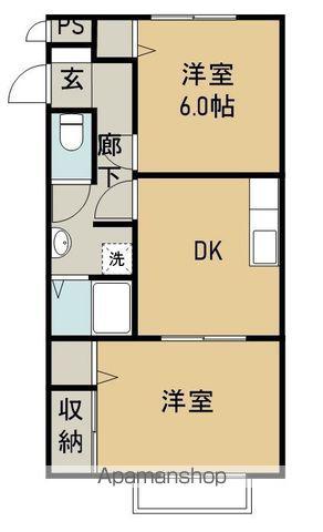 サンビレッジ八番街 C棟(2DK/1階)の間取り写真