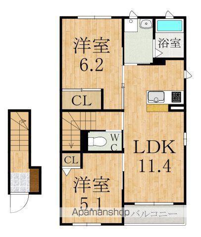 ヴィルコート(2LDK/2階)の間取り写真