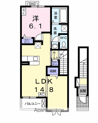アルドール(1LDK/2階)の間取り写真