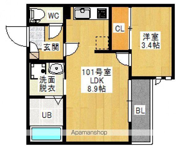 GRANDTIC ORANGE Ⅱ GRANDTIC 青崎7(1LDK/1階)の間取り写真