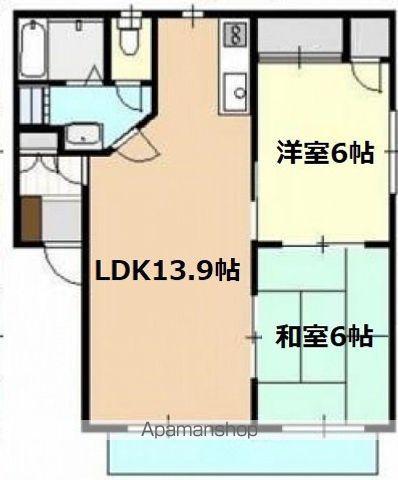 リリアン庚午(2LDK/2階)の間取り写真