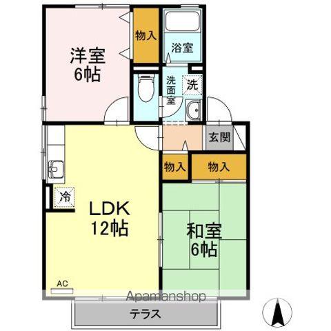 セントラルヴィレッジ桑原 B(2LDK/1階)の間取り写真