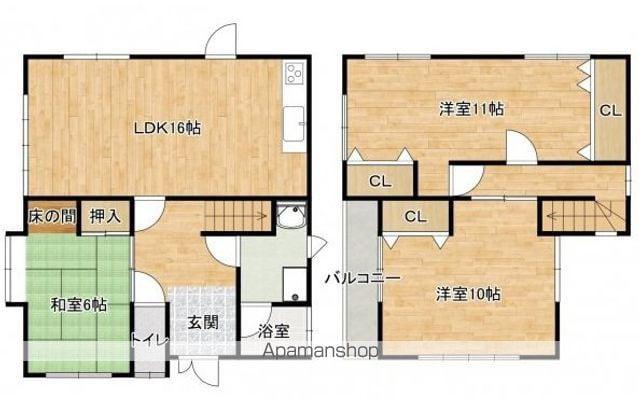 草津線 甲南駅 徒歩24分 2階建 築52年(3LDK)の間取り写真