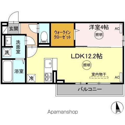 カルテット D棟(1LDK/3階)の間取り写真