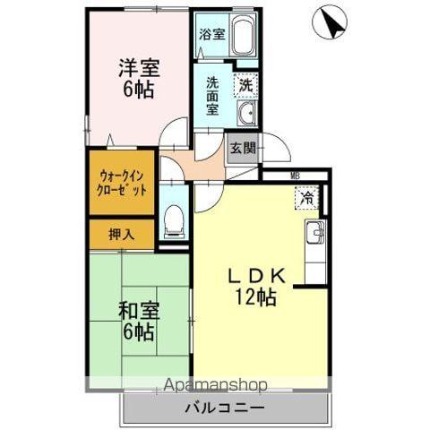 ペイサージュ上津(2LDK/2階)の間取り写真