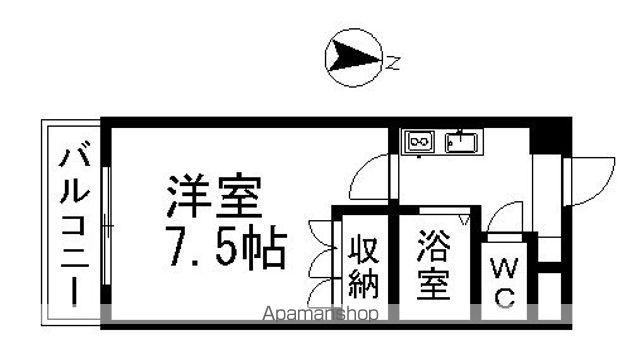 エクセルシオール金山(1K/2階)の間取り写真