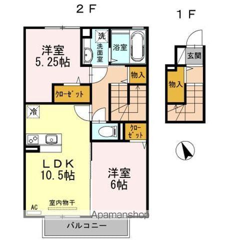 メビウスレーベン(2LDK/2階)の間取り写真