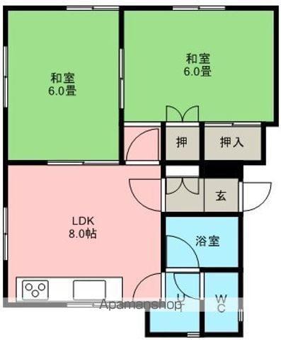 樹苑ミネ(2LDK/1階)の間取り写真