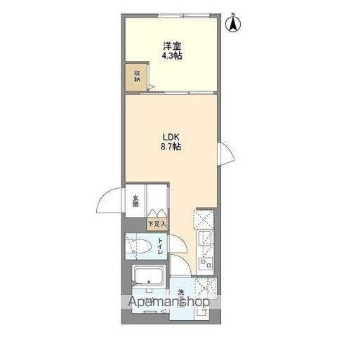 ウェルスクエア笹塚Ⅱ(1LDK/1階)の間取り写真