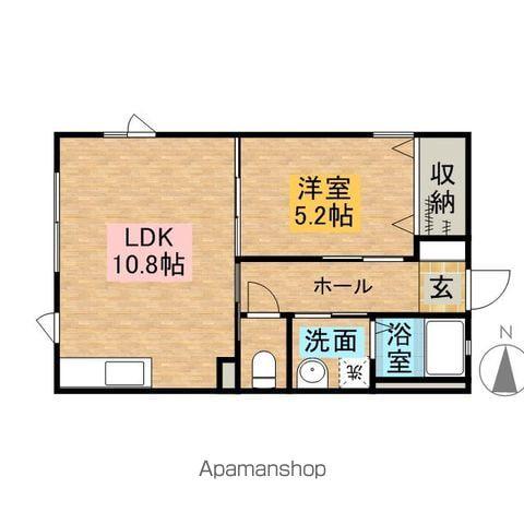 パレスバーディスC棟(1LDK/1階)の間取り写真