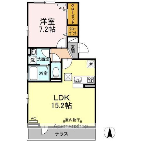 シャティK Ⅱ(1LDK/1階)の間取り写真