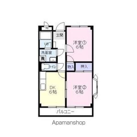 モンターニュ横山(2DK/2階)の間取り写真