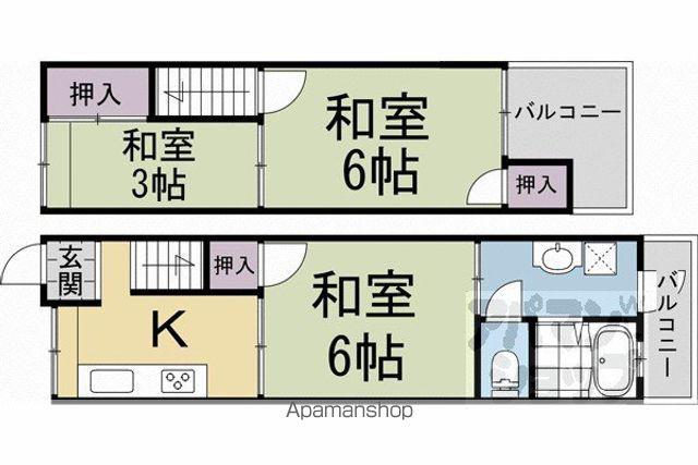 吉祥院石原南町　連棟住宅(3K)の間取り写真