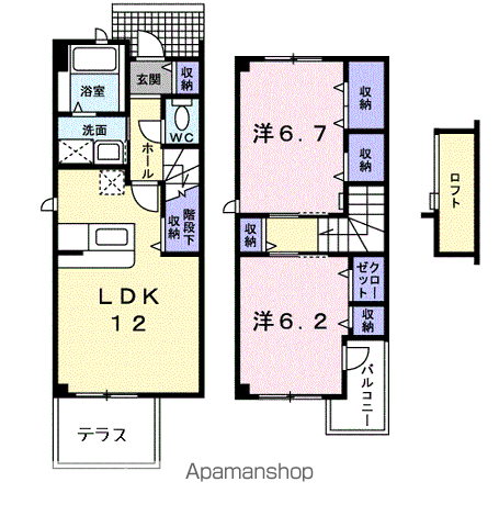 MSソレアード(2LDK/1階)の間取り写真