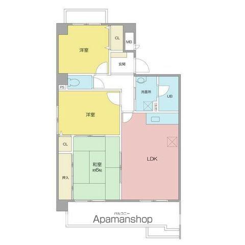 サンライズ中野(3LDK/4階)の間取り写真