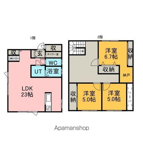 函館本線 森林公園駅(北海道) 徒歩17分 2階建 築39年(3LDK)の間取り写真