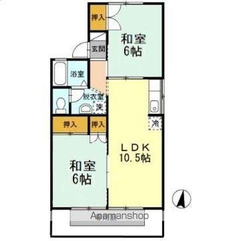 ソナーレB棟(2LDK/1階)の間取り写真