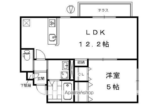 オリーヴハウス(1LDK/2階)の間取り写真