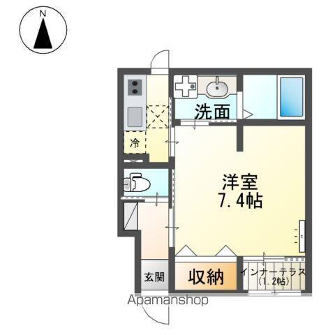 メルヴェールⅡ(1K/1階)の間取り写真