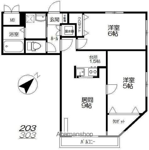 エチュード野幌(2LDK/3階)の間取り写真