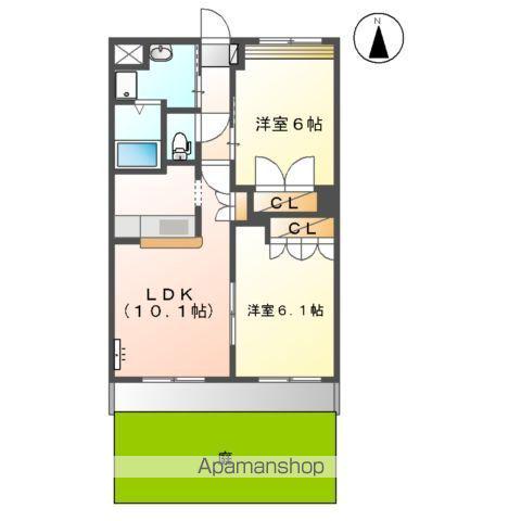 プリマヴェーラⅡ(2LDK/1階)の間取り写真