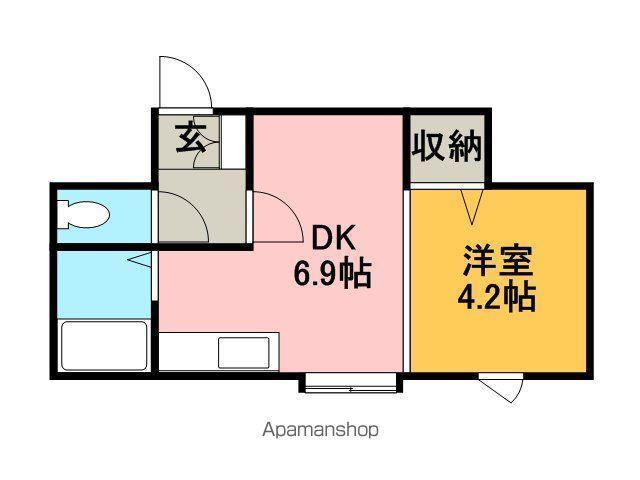 メモリアルクリスタル(1DK/1階)の間取り写真
