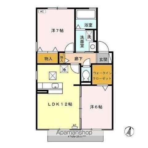 フルール(2LDK/1階)の間取り写真