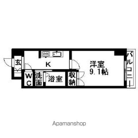 グレイスハイツ東中通(1K/9階)の間取り写真