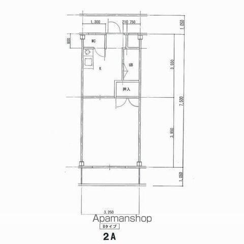 ウイングⅡ(1K/2階)の間取り写真