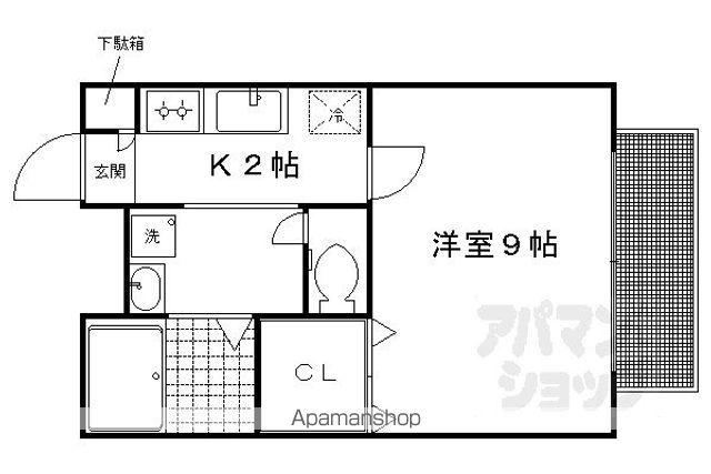 アムール一乗寺(1K/1階)の間取り写真