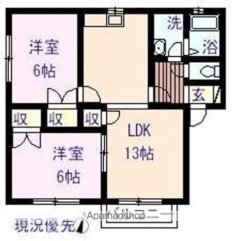 ヴィラヒラハラ(2LDK/2階)の間取り写真
