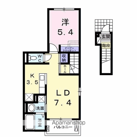 サウスウィンドⅡ(1LDK/2階)の間取り写真