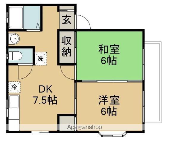 セゾンかすみ(2DK/2階)の間取り写真