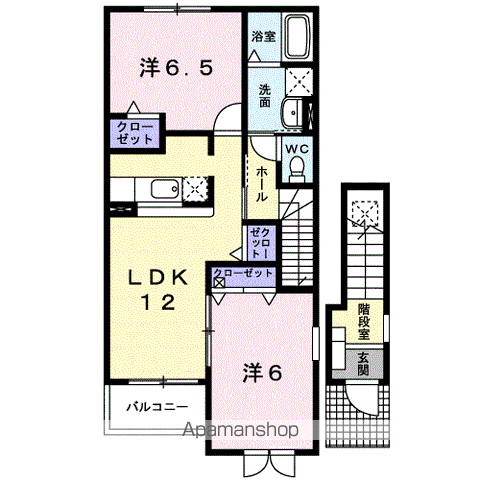 リバーサイドホヅミⅠ(2LDK/2階)の間取り写真