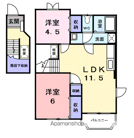 マリンガ(2LDK/2階)の間取り写真