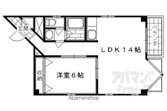 ディピュイ亀屋ビル(1LDK/4階)の間取り写真