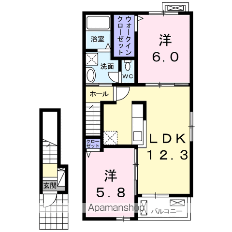 モルト ピエーノ Ⅱ(2LDK/2階)の間取り写真