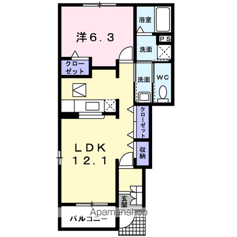 ファミール ハウスⅤ A(1LDK/1階)の間取り写真