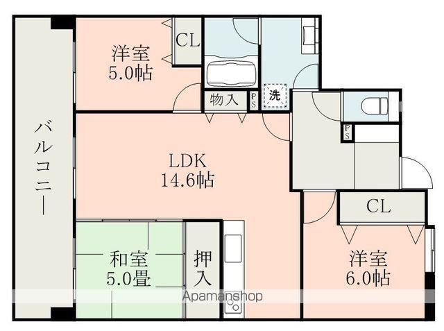 アルバガーデン上熊本(3LDK/5階)の間取り写真
