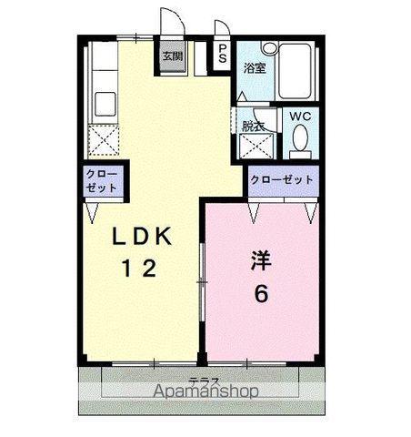 ハイツ香南(1LDK/1階)の間取り写真