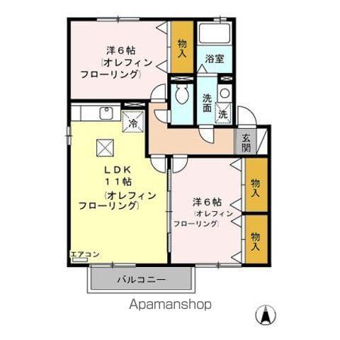 メゾン・トモトール A/B(2LDK/1階)の間取り写真