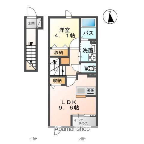 白河中山下アパートA(1LDK/2階)の間取り写真